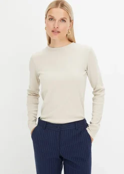 Femme bonprix Basiques|T-Shirts & Tops|T-shirt côtelé manches longues 100 % coton