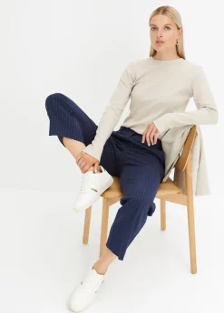 Femme bonprix Basiques|T-Shirts & Tops|T-shirt côtelé manches longues 100 % coton