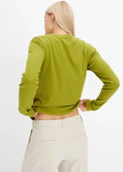 Femme bonprix Basiques|T-Shirts & Tops|T-shirt côtelé manches longues 100 % coton