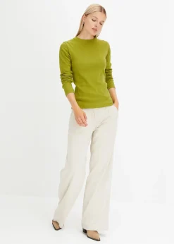 Femme bonprix Basiques|T-Shirts & Tops|T-shirt côtelé manches longues 100 % coton