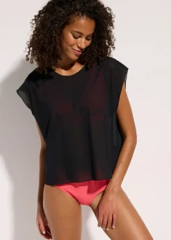 bonprix T-shirt de plage transparent avec capuche|Femme Vêtements De Plage|T-Shirts & Tops