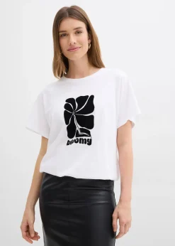bonprix T-shirt en coton à base smockée|Femme T-Shirts & Tops