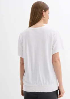 bonprix T-shirt en coton à base smockée|Femme T-Shirts & Tops
