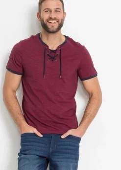 bonprix T-shirt en coton avec laçage|Homme T-Shirts & Polos
