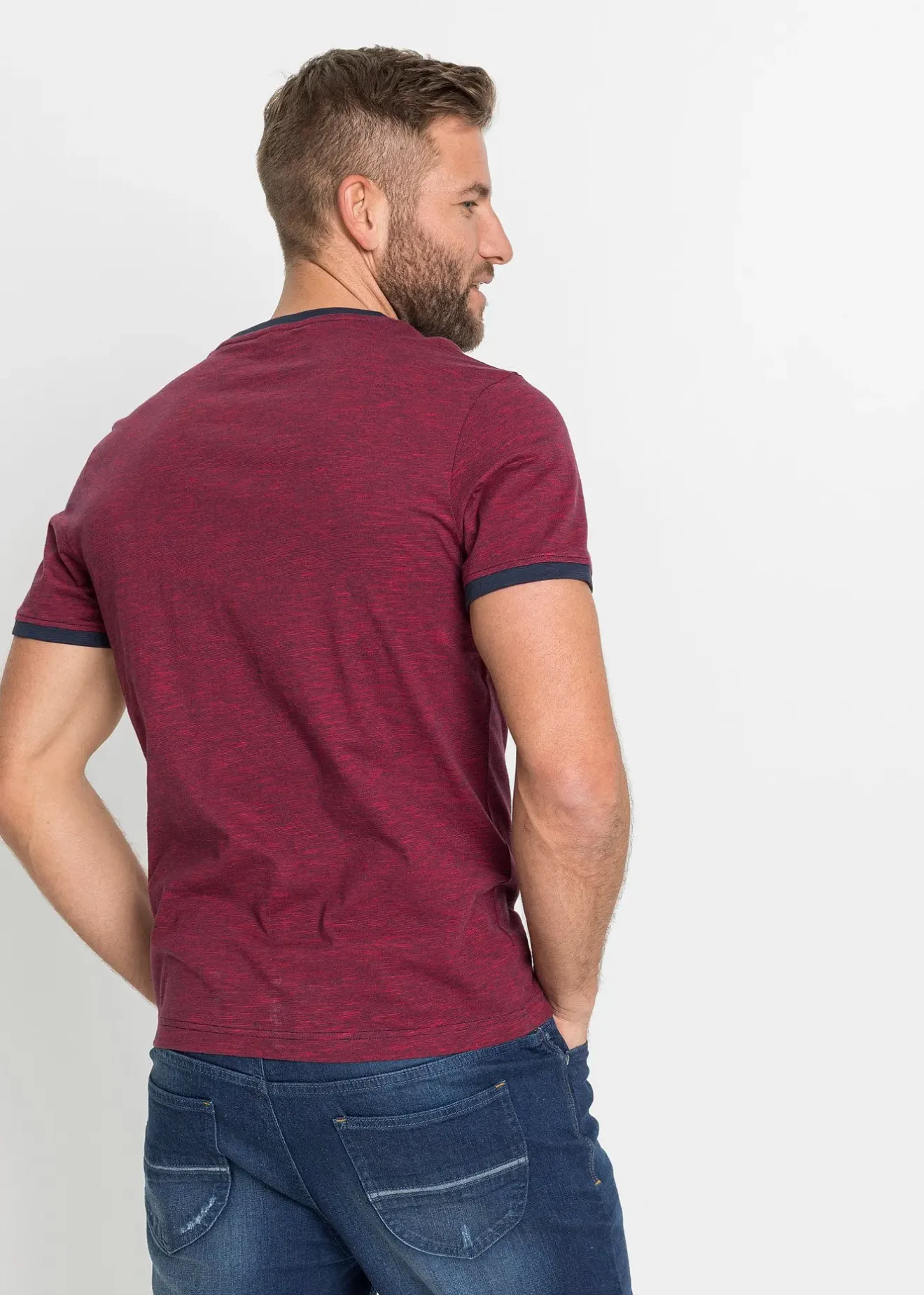 bonprix T-shirt en coton avec laçage|Homme T-Shirts & Polos