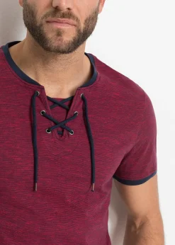 bonprix T-shirt en coton avec laçage|Homme T-Shirts & Polos