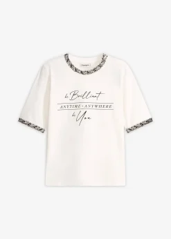 Femme bonprix T-Shirts & Tops|T-shirt en coton avec liseré perlé