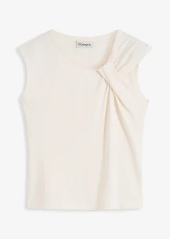 bonprix T-shirt en coton extensible avec détail twisté|Femme T-Shirts & Tops