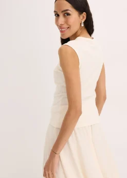 bonprix T-shirt en coton extensible avec détail twisté|Femme T-Shirts & Tops