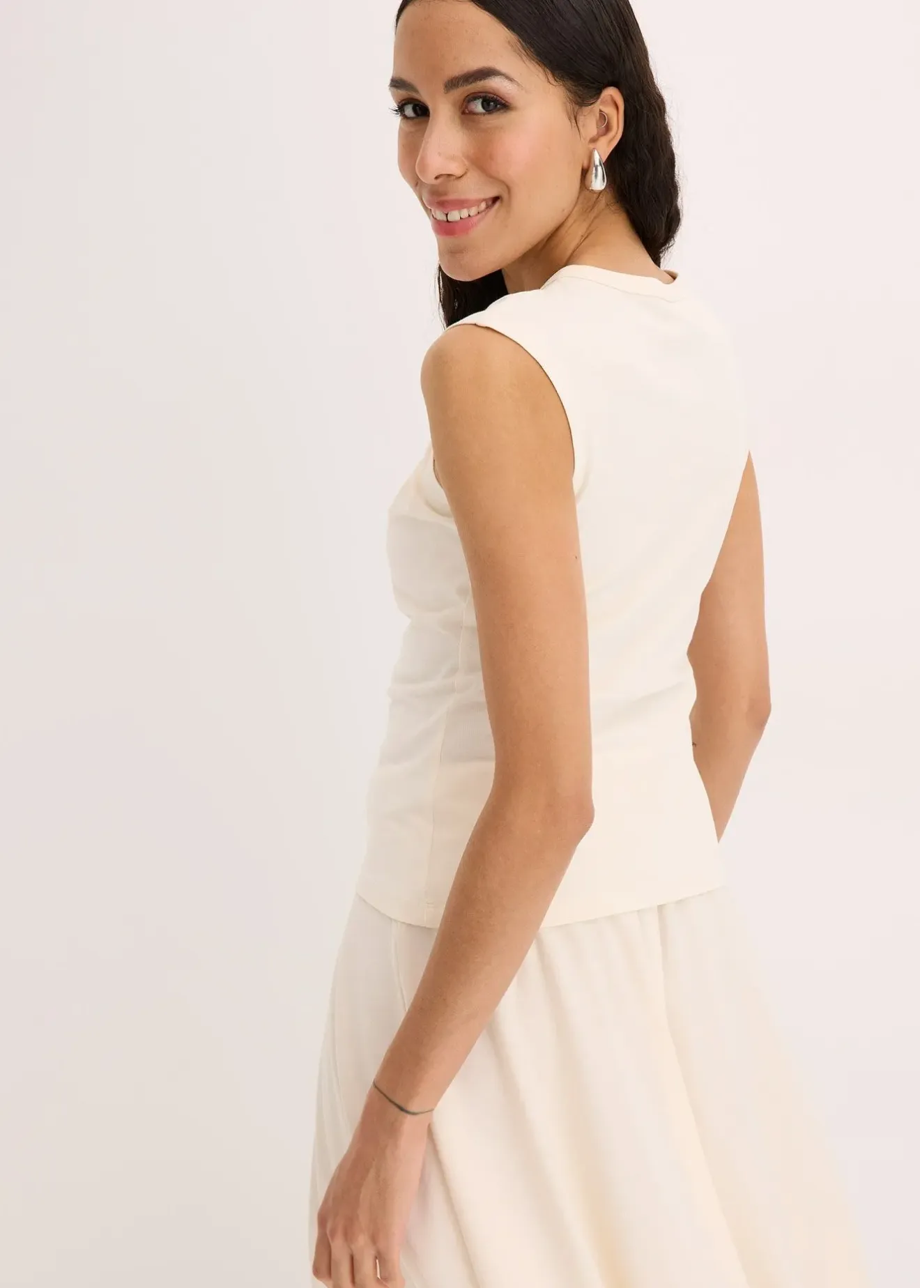 bonprix T-shirt en coton extensible avec détail twisté|Femme T-Shirts & Tops