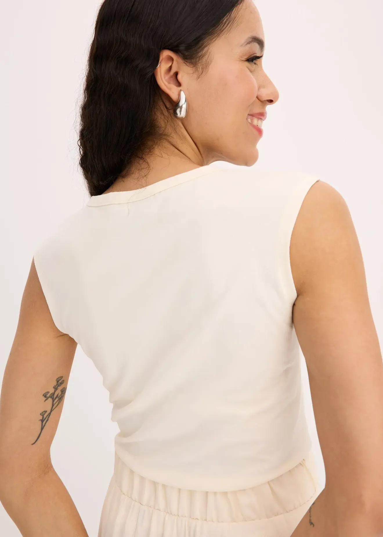 bonprix T-shirt en coton extensible avec détail twisté|Femme T-Shirts & Tops