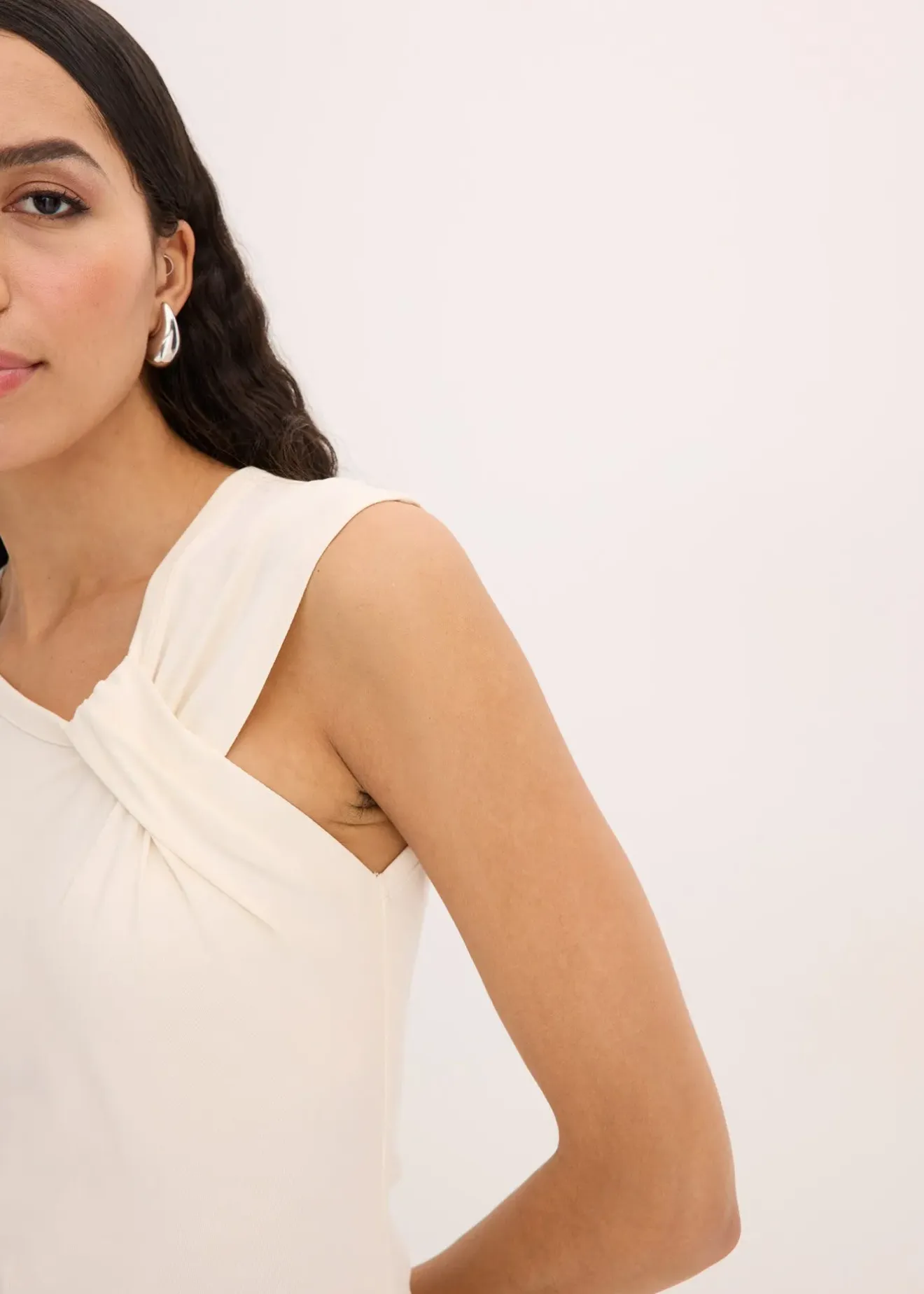 bonprix T-shirt en coton extensible avec détail twisté|Femme T-Shirts & Tops