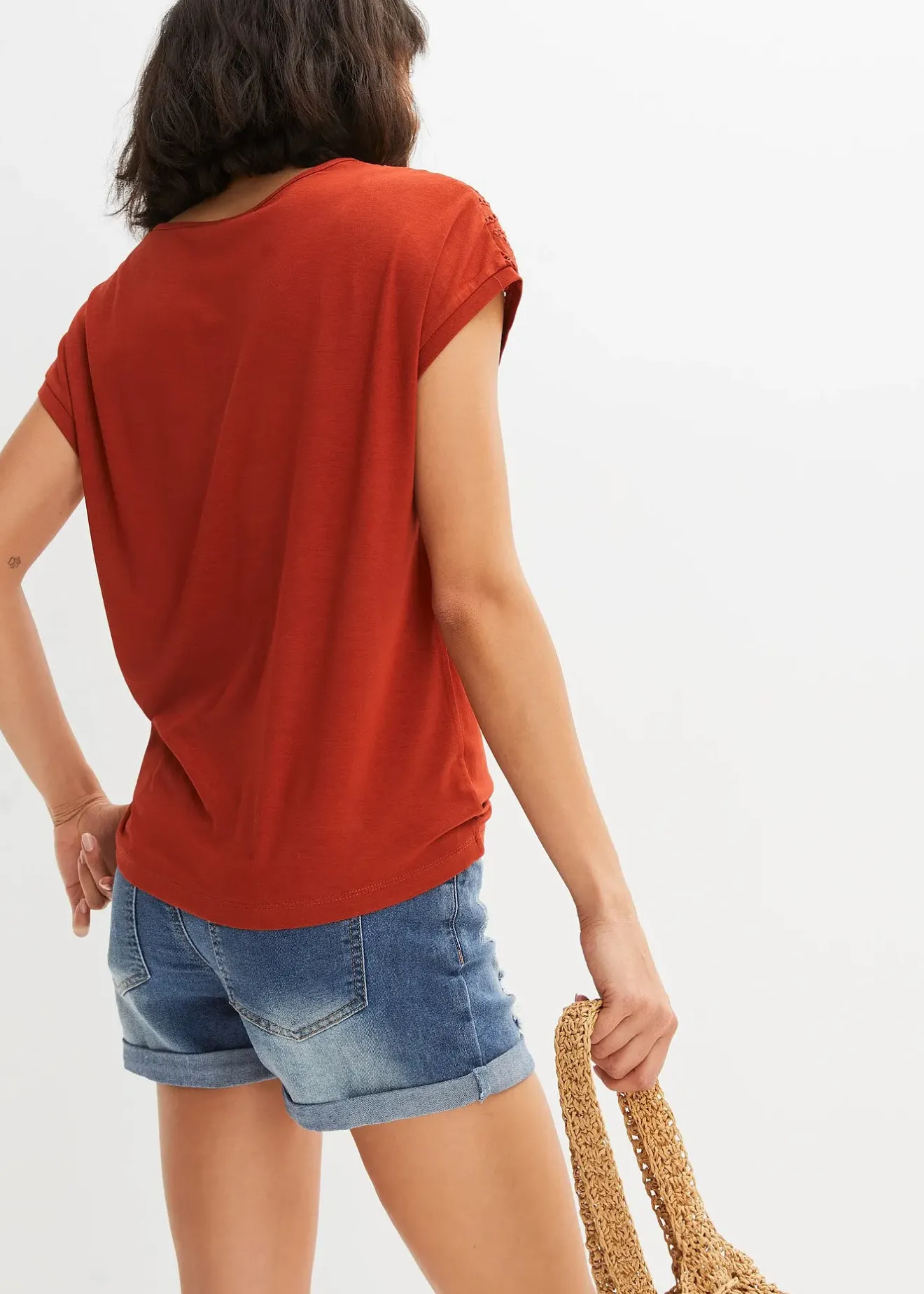 bonprix T-shirt en dentelle, en viscose douce|Femme T-Shirts & Tops