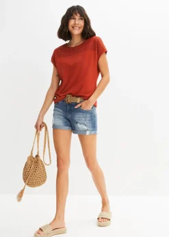 bonprix T-shirt en dentelle, en viscose douce|Femme T-Shirts & Tops