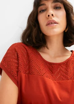 bonprix T-shirt en dentelle, en viscose douce|Femme T-Shirts & Tops