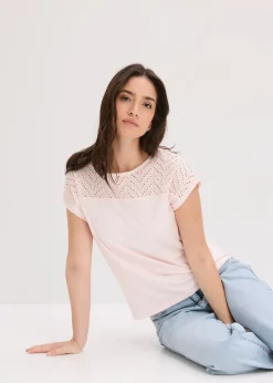 Femme bonprix T-Shirts & Tops|T-shirt en dentelle, en viscose douce