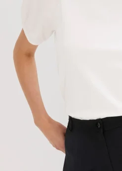 bonprix T-shirt en jersey avec manches bouffantes en popeline de coton|Femme T-Shirts & Tops