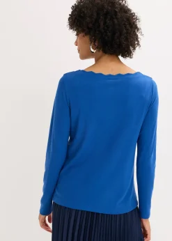 bonprix T-shirt en jersey milano à encolure festonnée|Femme T-Shirts & Tops