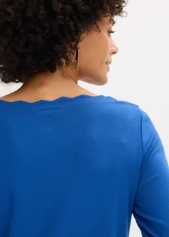 bonprix T-shirt en jersey milano à encolure festonnée|Femme T-Shirts & Tops