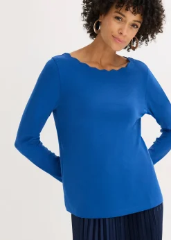 bonprix T-shirt en jersey milano à encolure festonnée|Femme T-Shirts & Tops