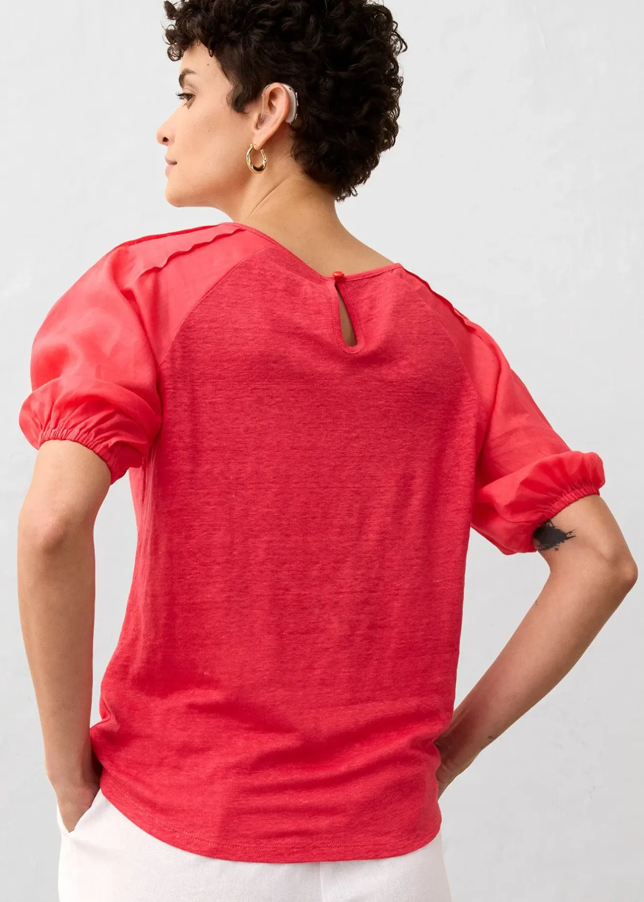 Femme bonprix Premium|T-shirt en lin à manches ballon