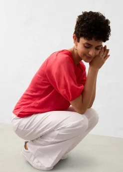 Femme bonprix Premium|T-shirt en lin à manches ballon