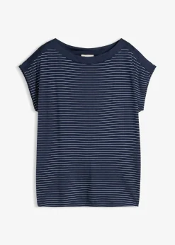 bonprix T-shirt en viscose fluide avec empiècement satin|Femme T-Shirts & Tops