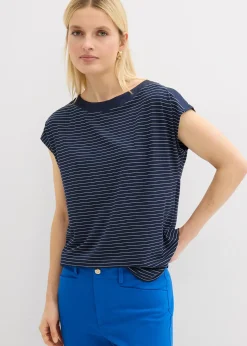 bonprix T-shirt en viscose fluide avec empiècement satin|Femme T-Shirts & Tops
