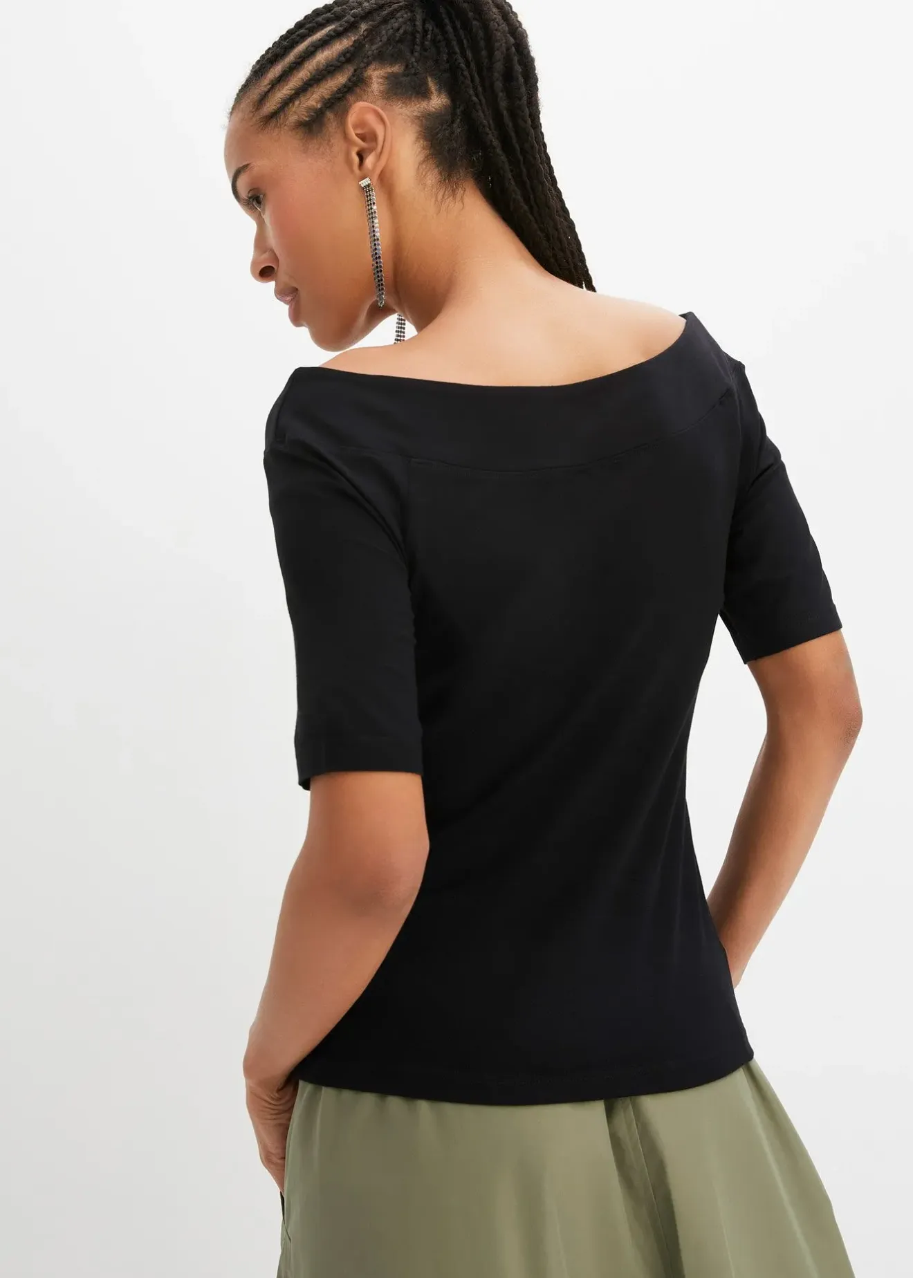 bonprix T-shirt encolure Bardot en viscose extensible|Femme T-Shirts & Tops
