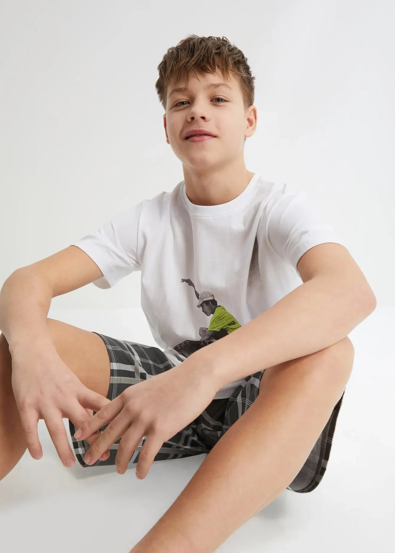 bonprix T-shirt et bermuda 100% coton (ens. 2 pces)|Enfant Vêtements Enfant|Garçons 9-16 Ans·Shorts