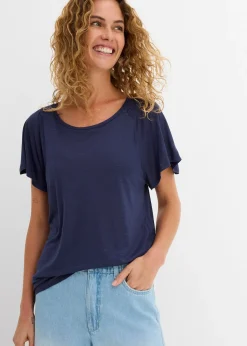 bonprix T-shirt fil flammé à manches papillon|Femme T-Shirts & Tops