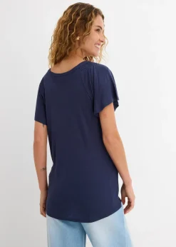 bonprix T-shirt fil flammé à manches papillon|Femme T-Shirts & Tops