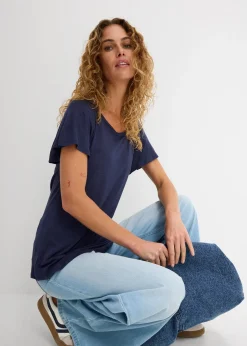 bonprix T-shirt fil flammé à manches papillon|Femme T-Shirts & Tops