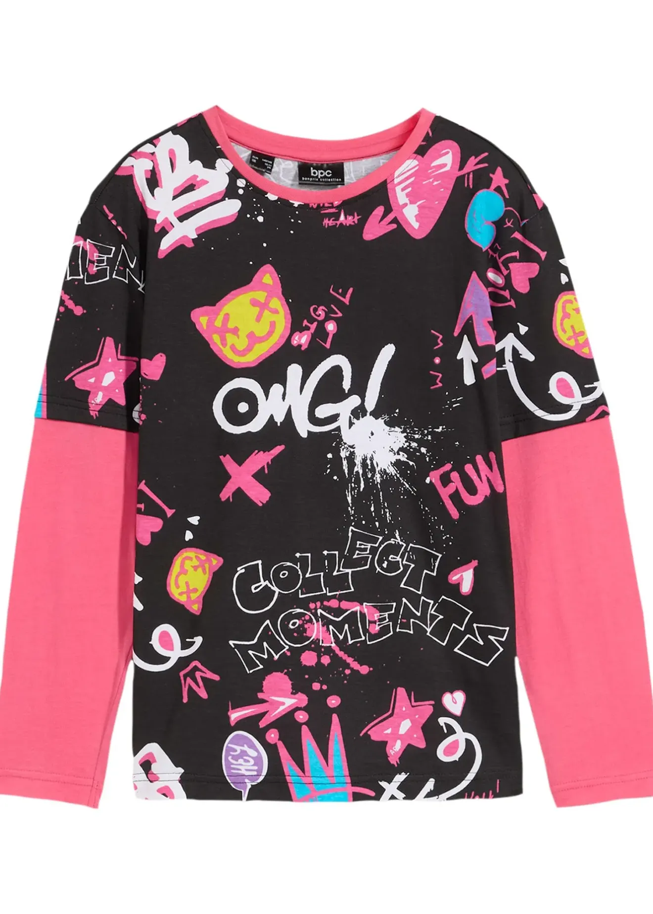 bonprix T-shirt fille, look superposé, en coton|Enfant Vêtements Enfant|Filles 9-16 Ans·T-Shirts & Chemisiers