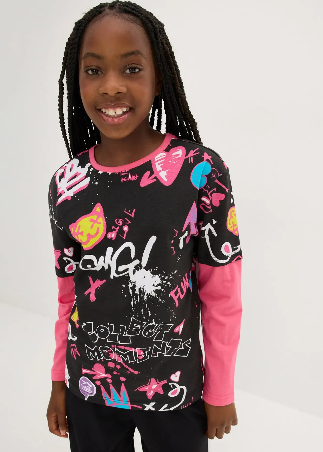 bonprix T-shirt fille, look superposé, en coton|Enfant Vêtements Enfant|Filles 9-16 Ans·T-Shirts & Chemisiers