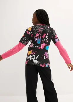 bonprix T-shirt fille, look superposé, en coton|Enfant Vêtements Enfant|Filles 9-16 Ans·T-Shirts & Chemisiers