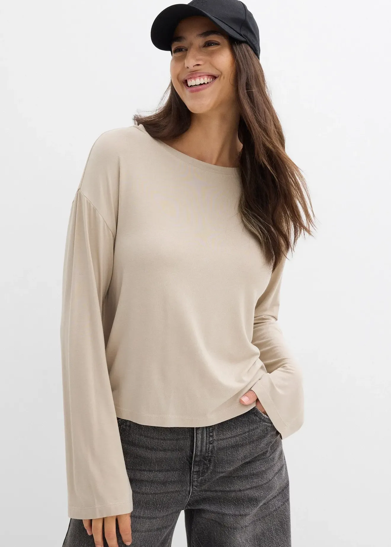 Femme bonprix T-Shirts & Tops|T-shirt fluide et oversize en viscose extensible
