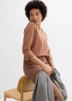 Femme bonprix Basiques|T-Shirts & Tops|T-shirt manches 3/4 en jersey épais 100% coton