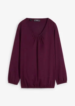 bonprix T-shirt manches longues 100% coton, finitions élastiquées|Femme T-Shirts & Tops