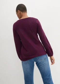 bonprix T-shirt manches longues 100% coton, finitions élastiquées|Femme T-Shirts & Tops