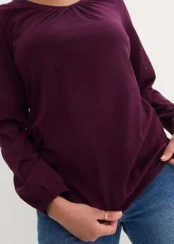bonprix T-shirt manches longues 100% coton, finitions élastiquées|Femme T-Shirts & Tops