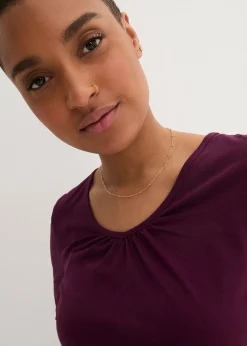 bonprix T-shirt manches longues 100% coton, finitions élastiquées|Femme T-Shirts & Tops