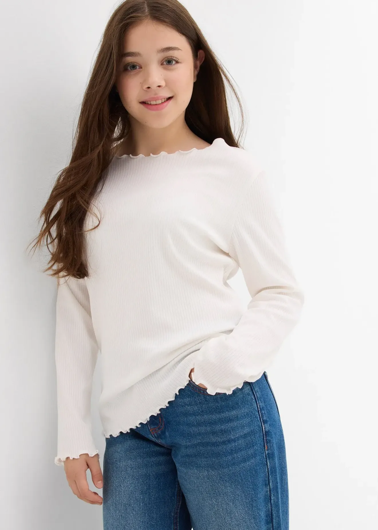 Enfant bonprix Vêtements Enfant|Filles 9-16 Ans·T-Shirts & Chemisiers|T-shirt manches longues 100% coton