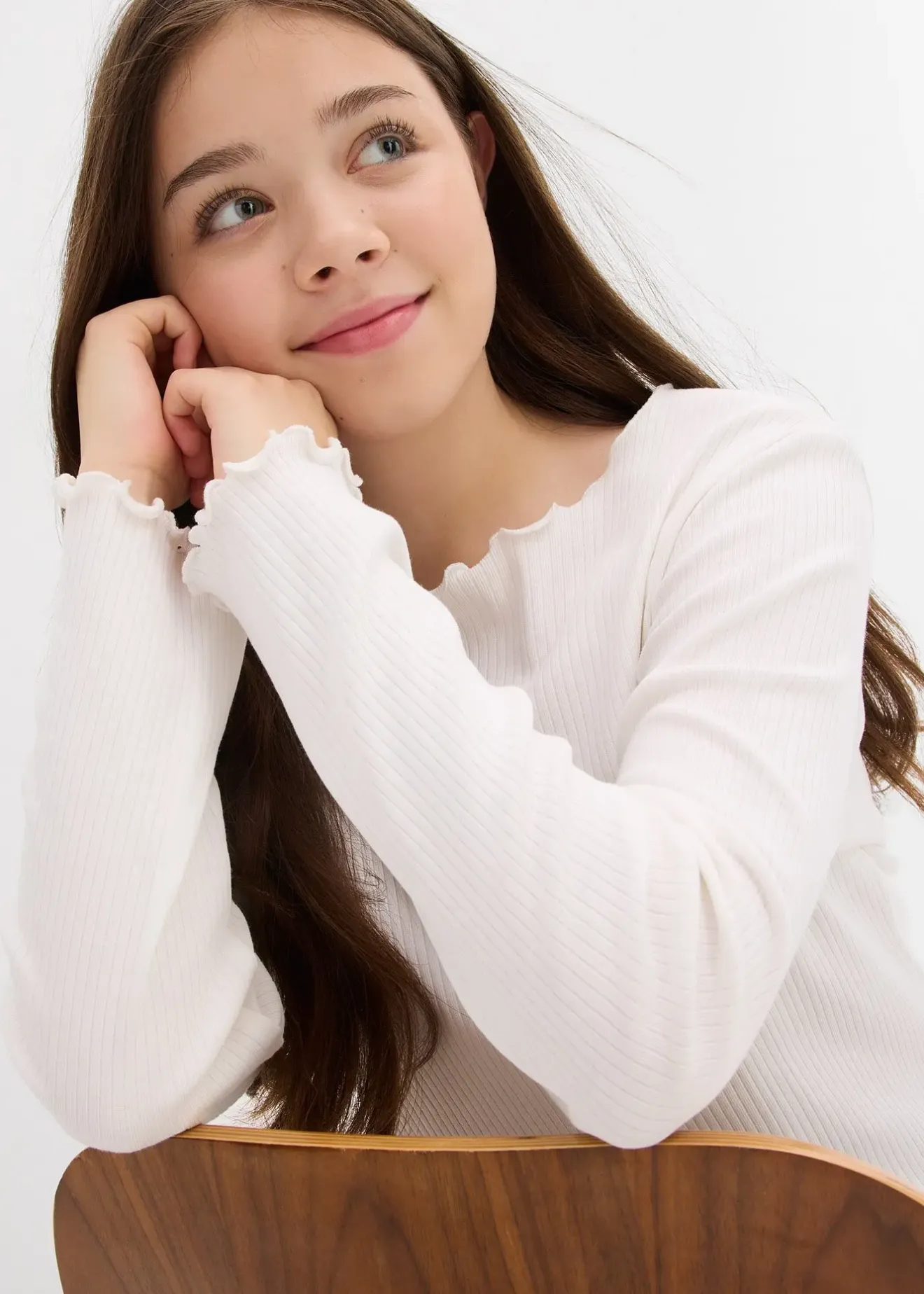 Enfant bonprix Vêtements Enfant|Filles 9-16 Ans·T-Shirts & Chemisiers|T-shirt manches longues 100% coton