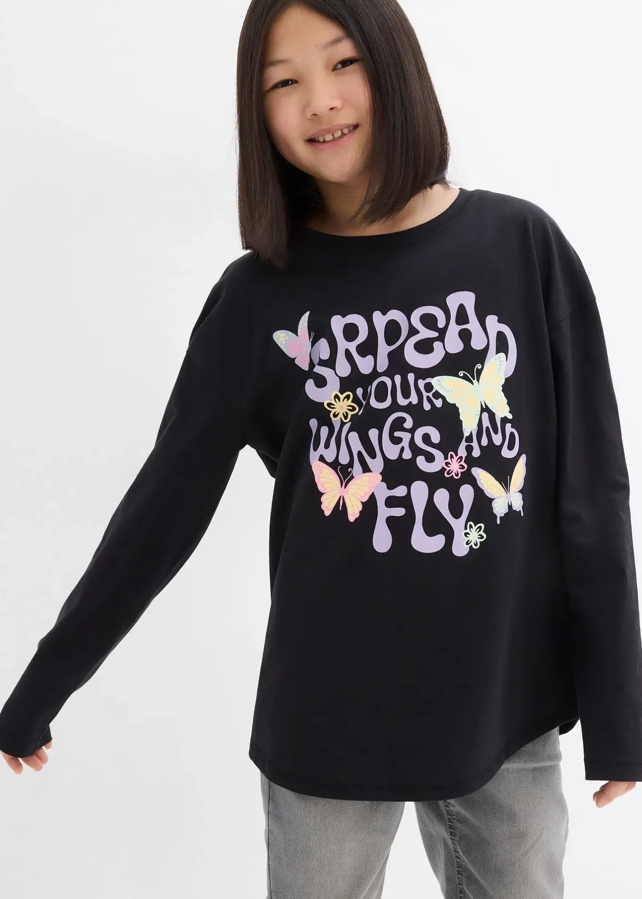 bonprix T-shirt manches longues 100% coton|Enfant Vêtements Enfant|Filles 9-16 Ans·T-Shirts & Chemisiers