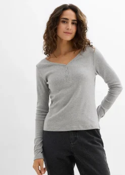 bonprix T-shirt manches longues 100% coton|Femme Basiques|T-Shirts & Tops