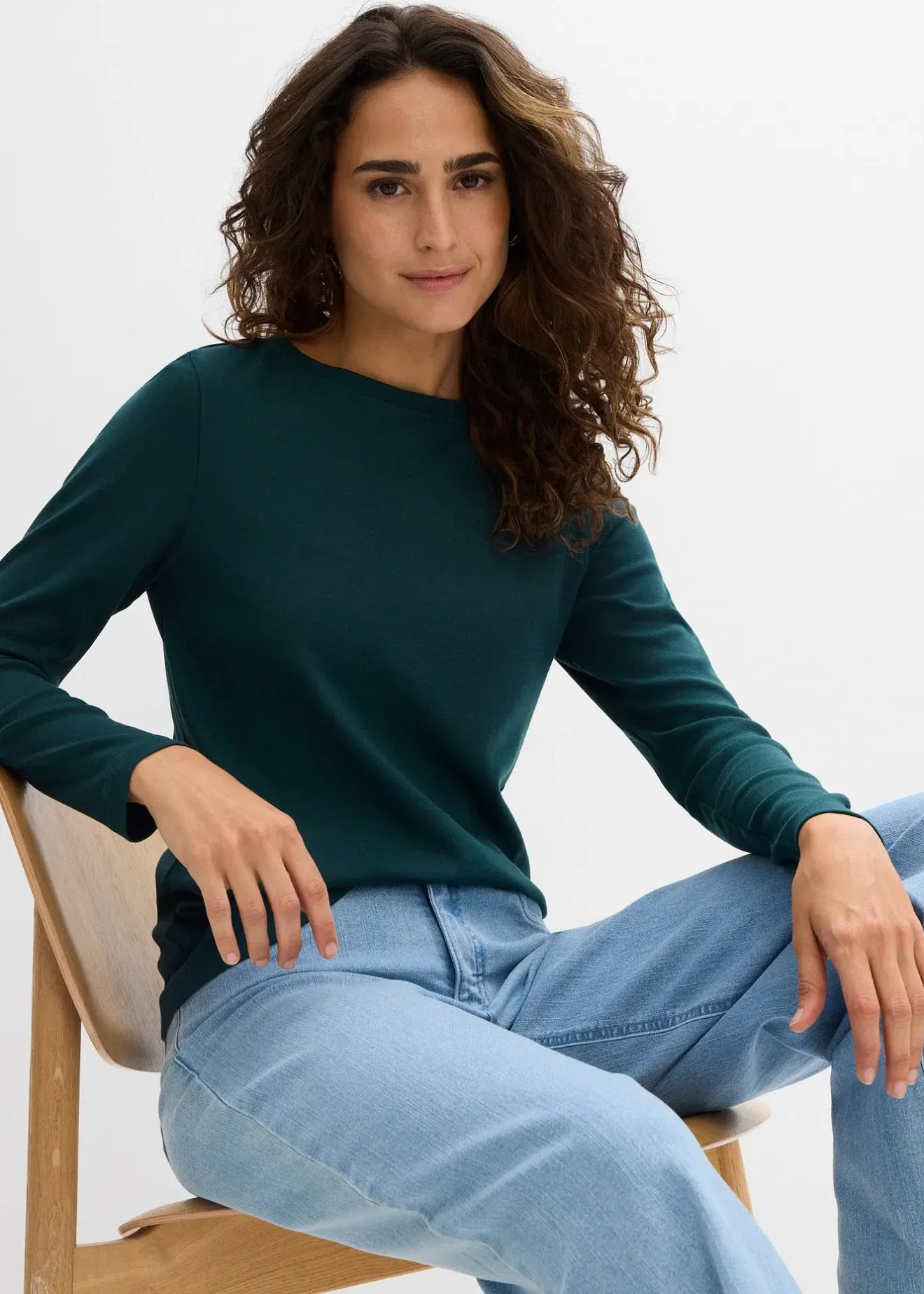 Femme bonprix Basiques|T-shirt manches longues 100% coton