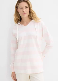 Femme bonprix Basiques|T-Shirts & Tops|T-shirt manches longues à capuche 100% coton