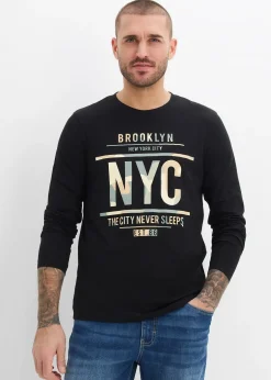 bonprix T-shirt manches longues 100% coton, slim|Homme T-Shirts & Polos