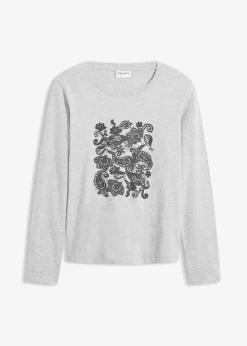 bonprix T-shirt manches longues à imprimé|Femme T-Shirts & Tops